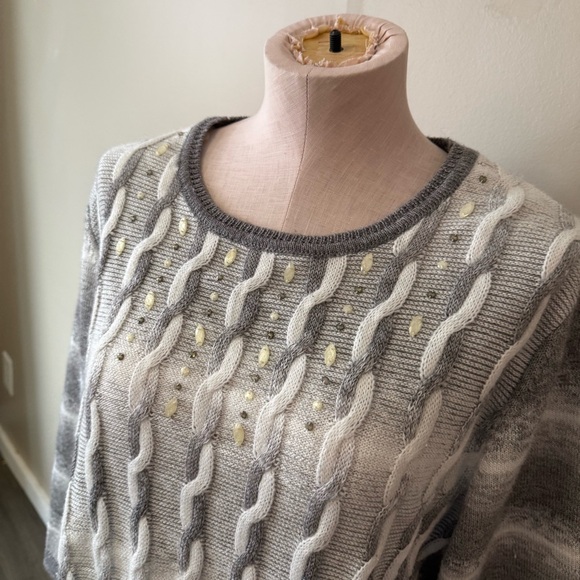 ALFRED DUNNER Cable Knit Sweater with Embellishments - Picture 3 of 8